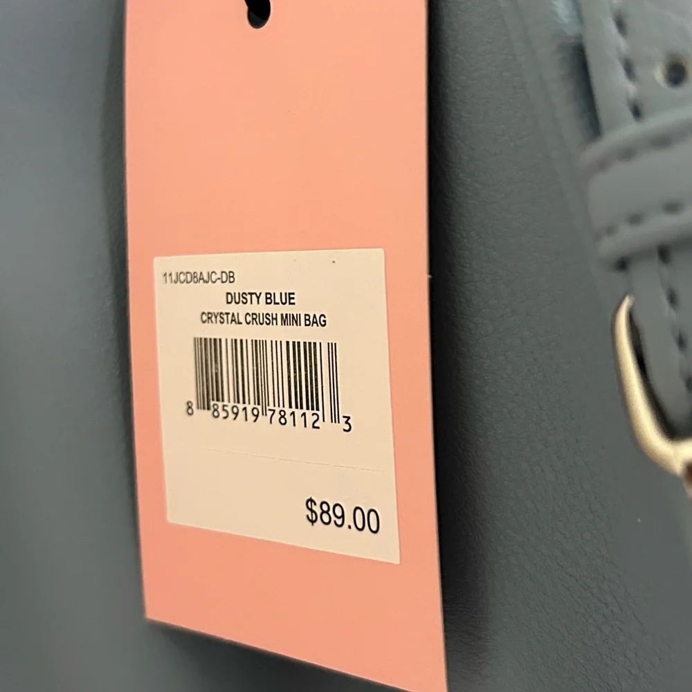 Juicy couture blue Crystal logo faux leather Mini tote Bag with strap